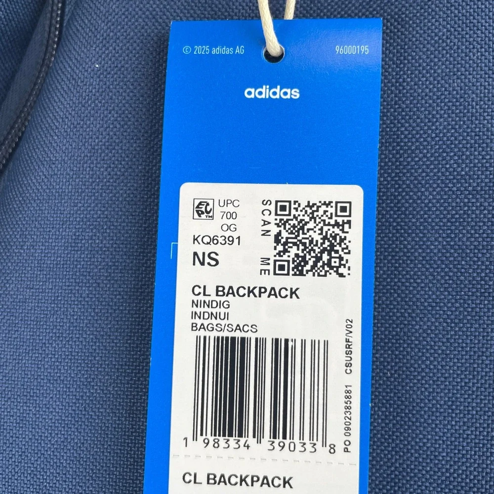 Adidas Originals CL Backpack Night Indigo Blue Trefoil Logo KQ6391 School NEW